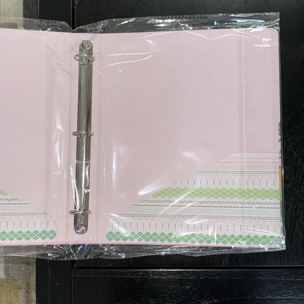 Pink Binder with Plant Design